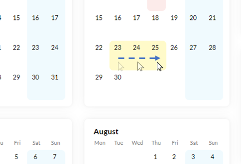 Add annual leave by dragging over the leave calendar