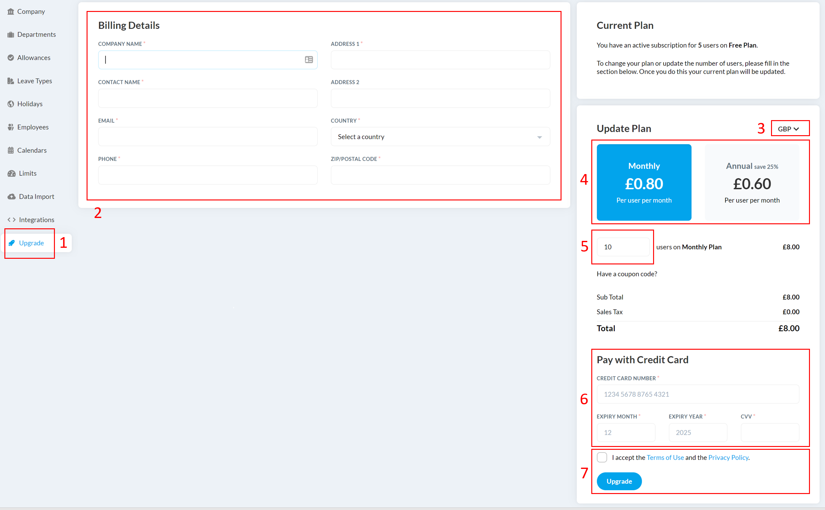 Upgrading to a paid subscription plan – Leave Dates