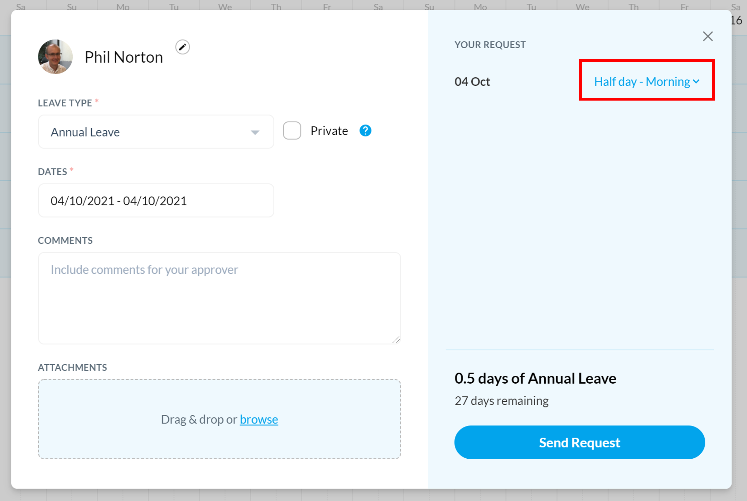 Requesting A Half Day Leave Dates
